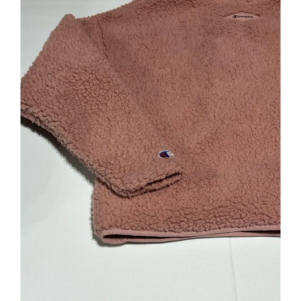 Champion Women's Medium Rose Pink Sherpa Fleece Quarter-Zip Pullover